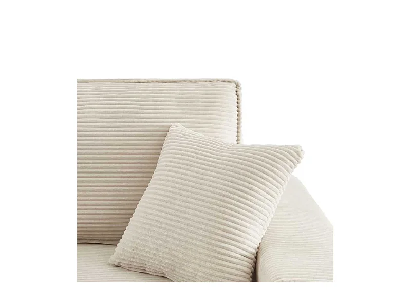 Canapé d’angle convertible réversible velours côtelé 4 places beige IOLITE