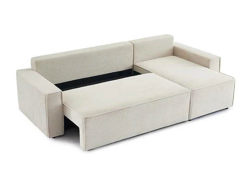 Canapé d’angle convertible réversible velours côtelé 4 places beige IOLITE