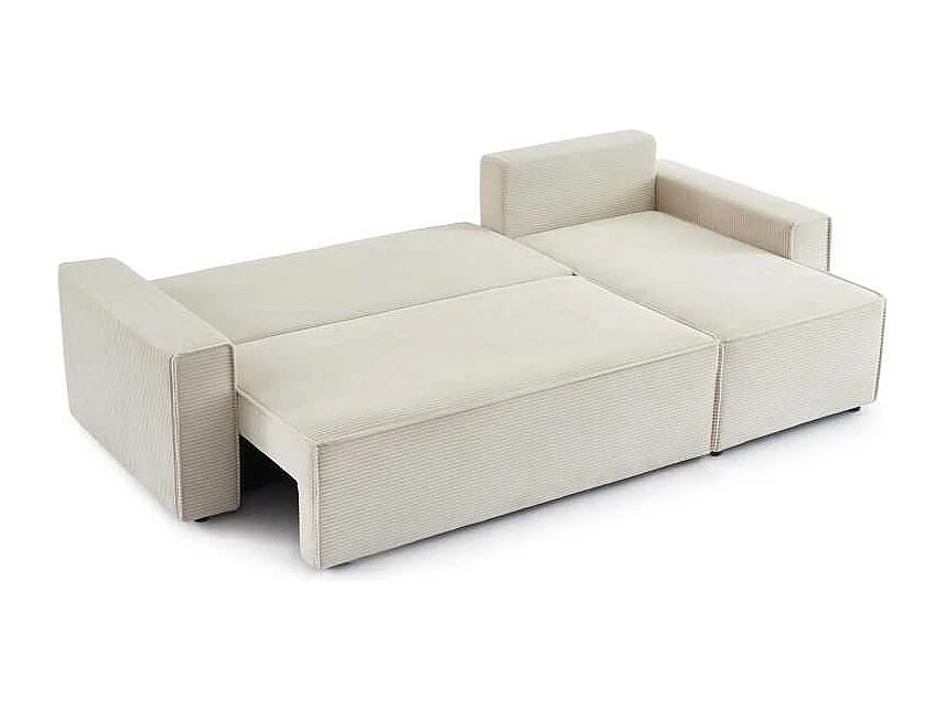 Canapé d’angle convertible réversible velours côtelé 4 places beige IOLITE