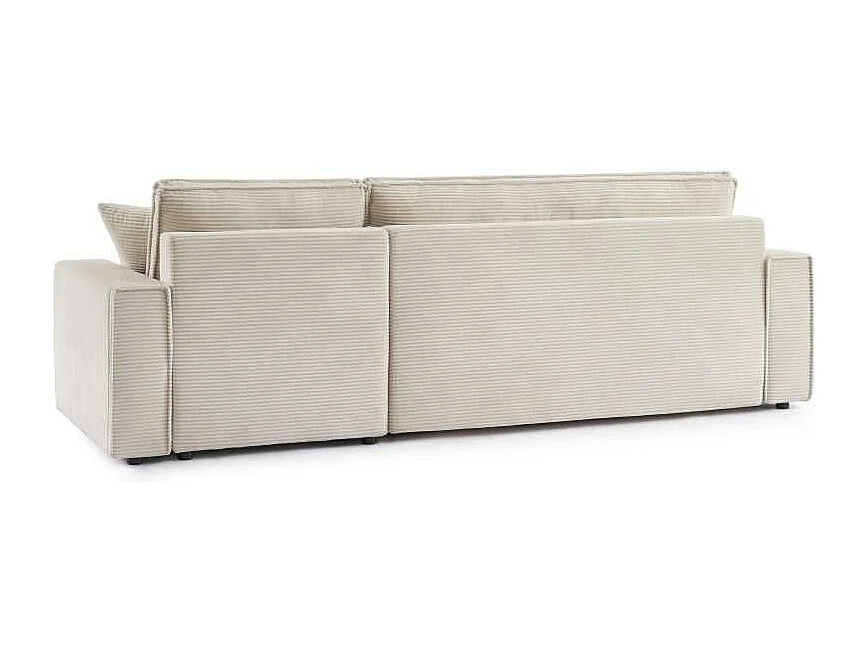 Canapé d’angle convertible réversible velours côtelé 4 places beige IOLITE