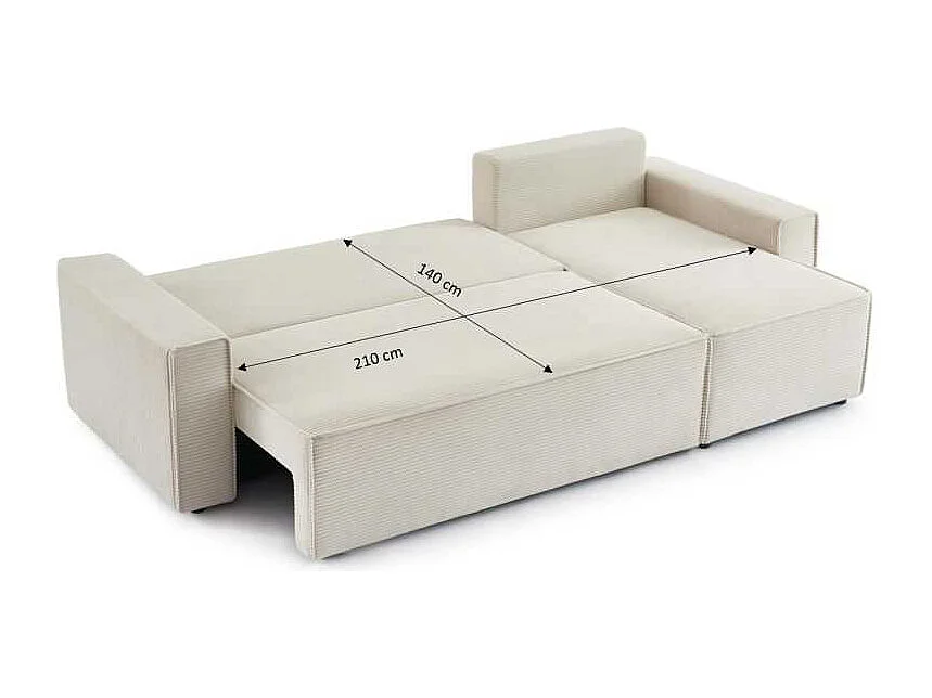 Canapé d’angle convertible réversible velours côtelé 4 places beige IOLITE