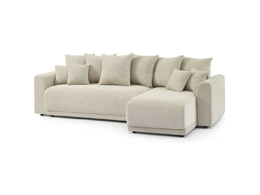 Canapé d’angle convertible réversible velours côtelé 4 places beige CALCITE