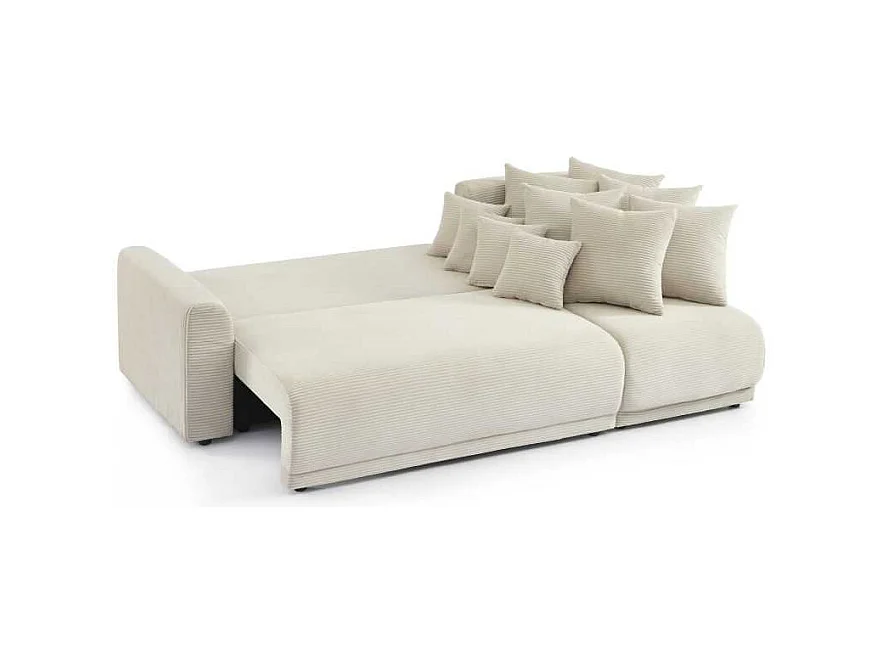 Canapé d’angle convertible réversible velours côtelé 4 places beige CALCITE