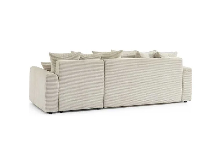 Canapé d’angle convertible réversible velours côtelé 4 places beige CALCITE