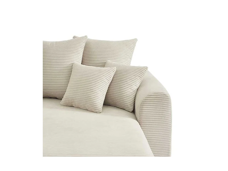 Canapé d’angle convertible réversible velours côtelé 4 places beige CALCITE