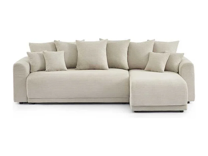 Canapé d’angle convertible réversible velours côtelé 4 places beige CALCITE