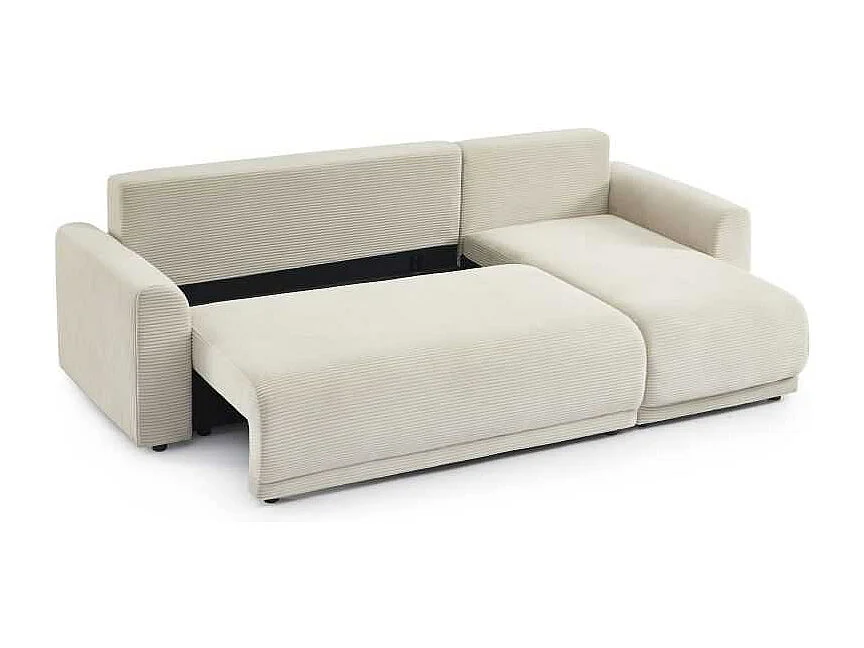 Canapé d’angle convertible réversible velours côtelé 4 places beige CALCITE