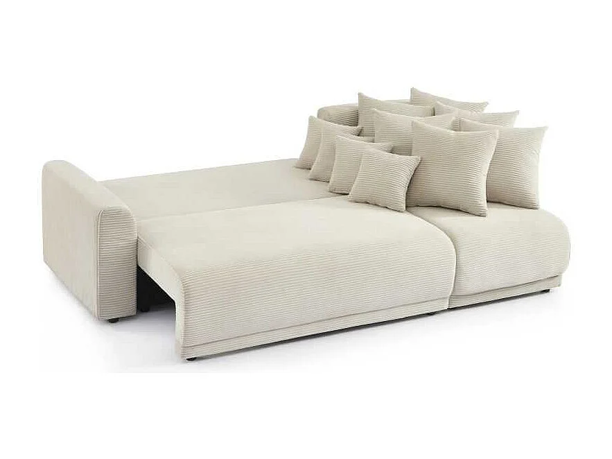 Canapé d’angle convertible réversible velours côtelé 4 places beige CALCITE