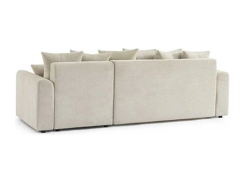 Canapé d’angle convertible réversible velours côtelé 4 places beige CALCITE