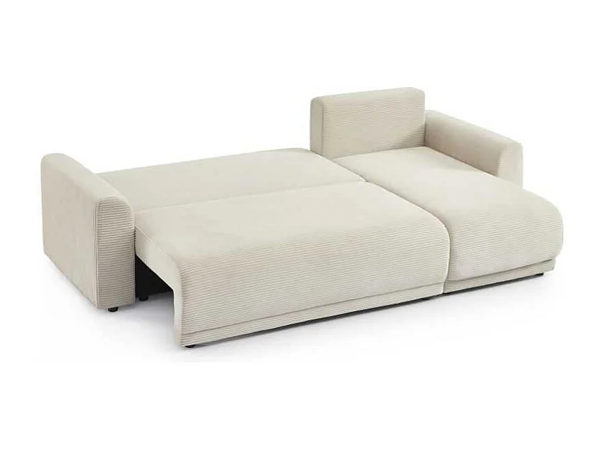 Canapé d’angle convertible réversible velours côtelé 4 places beige CALCITE