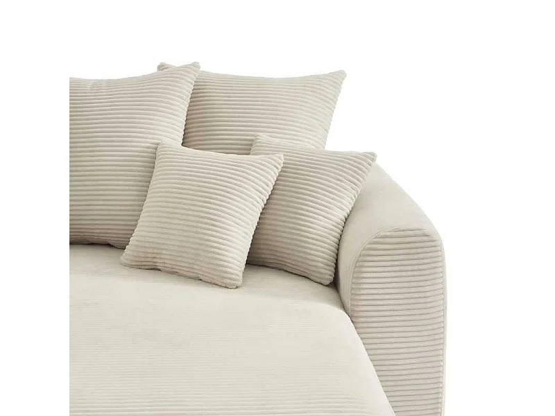 Canapé d’angle convertible réversible velours côtelé 4 places beige CALCITE