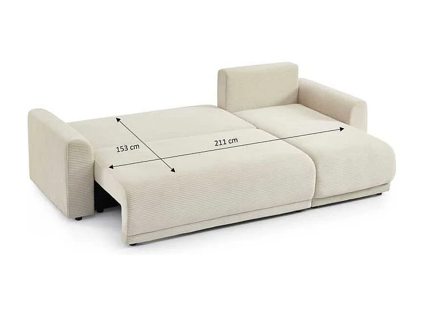 Canapé d’angle convertible réversible velours côtelé 4 places beige CALCITE