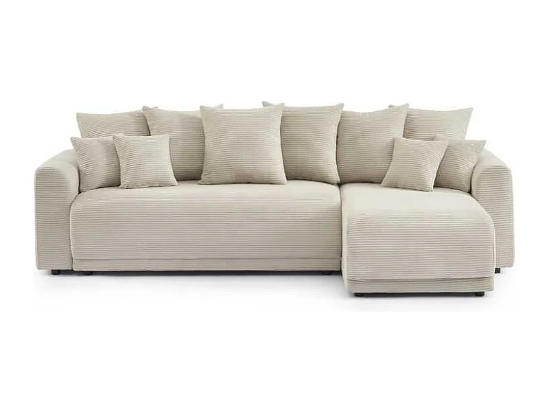 Canapé d’angle convertible réversible velours côtelé 4 places beige CALCITE