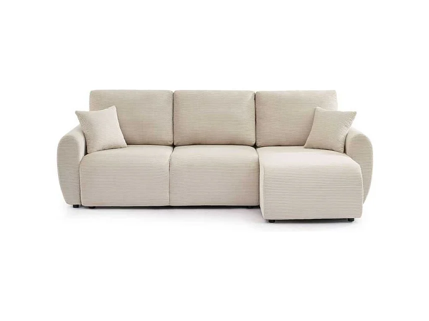 Canapé d'angle convertible réversible velours côtelé 4 places beige SELENITE