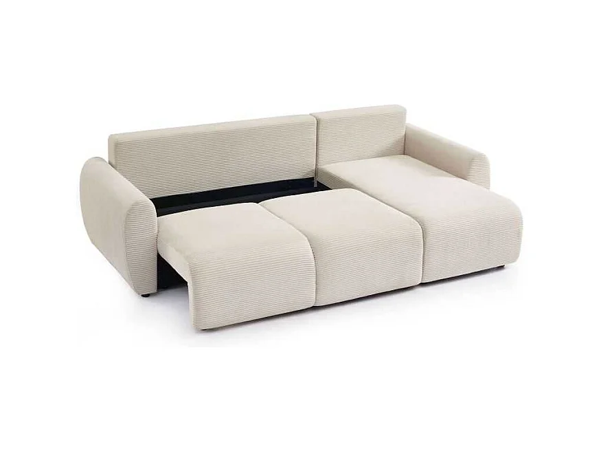 Canapé d'angle convertible réversible velours côtelé 4 places beige SELENITE