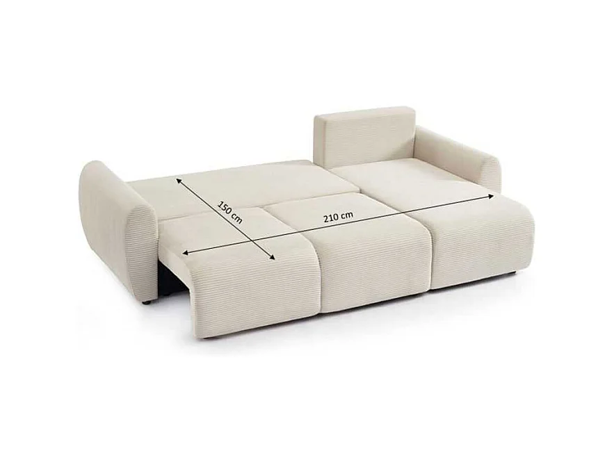Canapé d'angle convertible réversible velours côtelé 4 places beige SELENITE