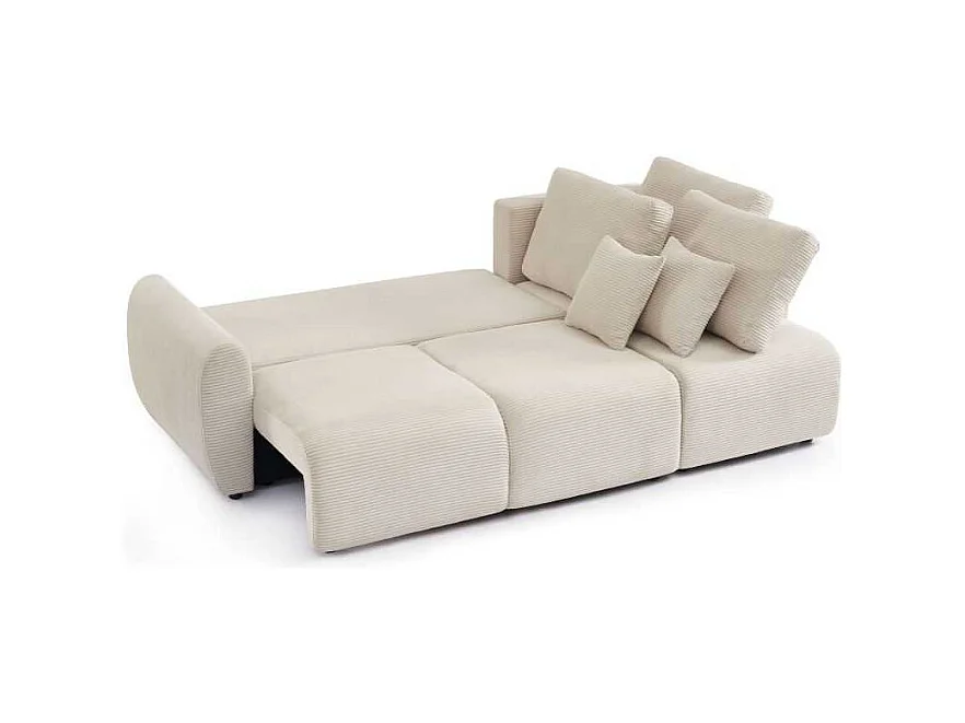 Canapé d'angle convertible réversible velours côtelé 4 places beige SELENITE