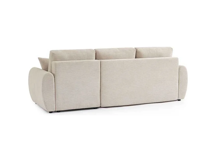 Canapé d'angle convertible réversible velours côtelé 4 places beige SELENITE