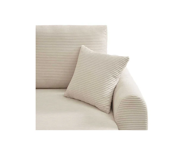 Canapé d'angle convertible réversible velours côtelé 4 places beige SELENITE