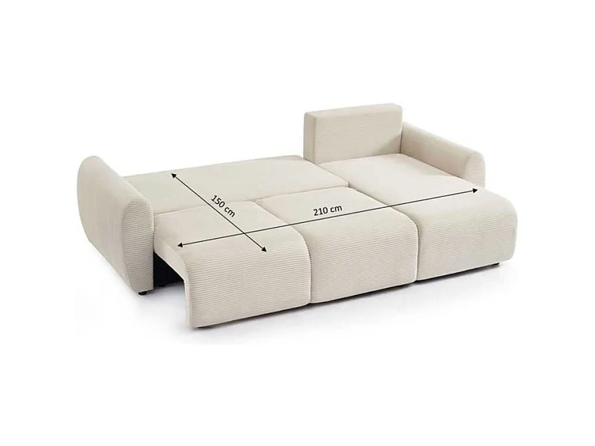 Canapé d'angle convertible réversible velours côtelé 4 places beige SELENITE