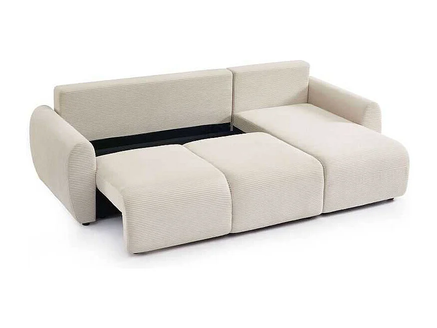 Canapé d'angle convertible réversible velours côtelé 4 places beige SELENITE