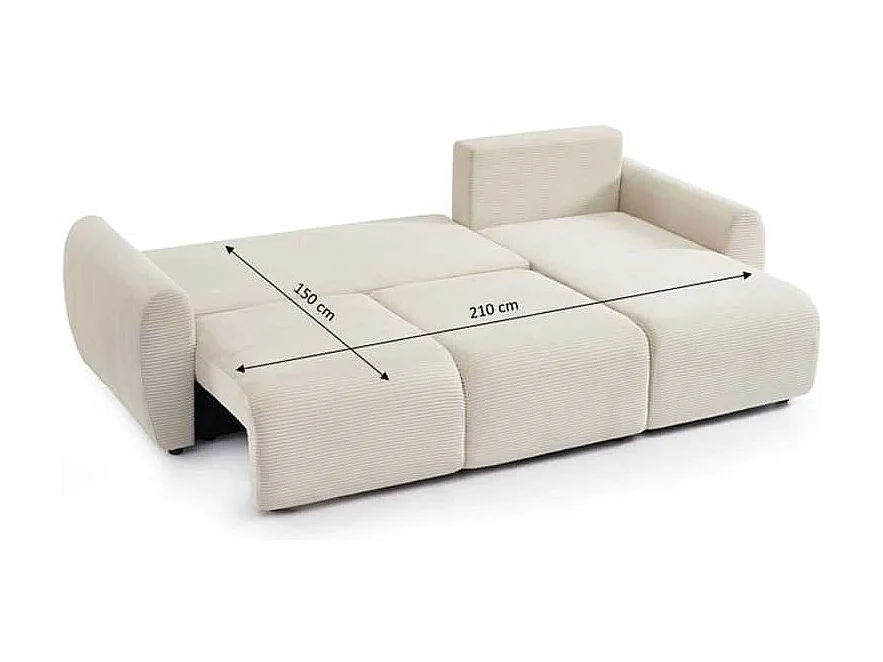 Canapé d'angle convertible réversible velours côtelé 4 places beige SELENITE