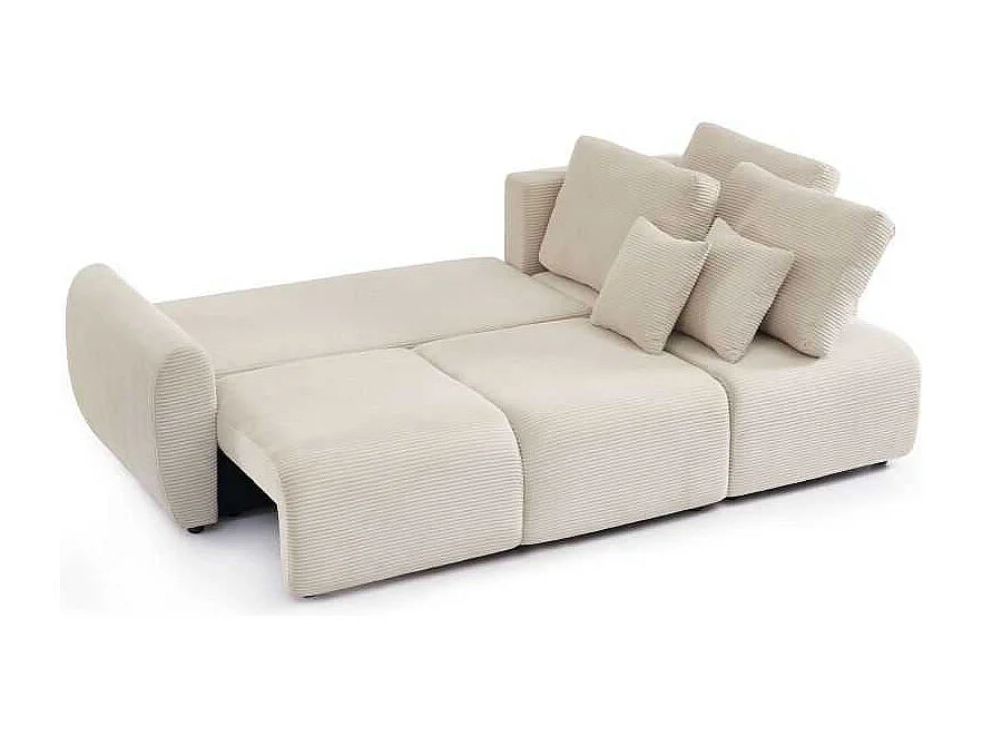 Canapé d'angle convertible réversible velours côtelé 4 places beige SELENITE