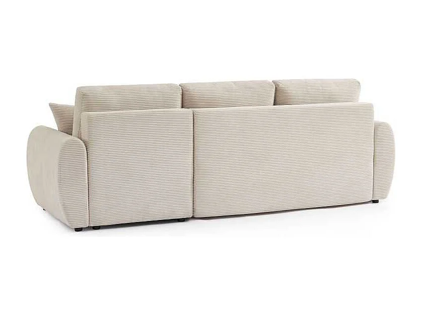 Canapé d'angle convertible réversible velours côtelé 4 places beige SELENITE