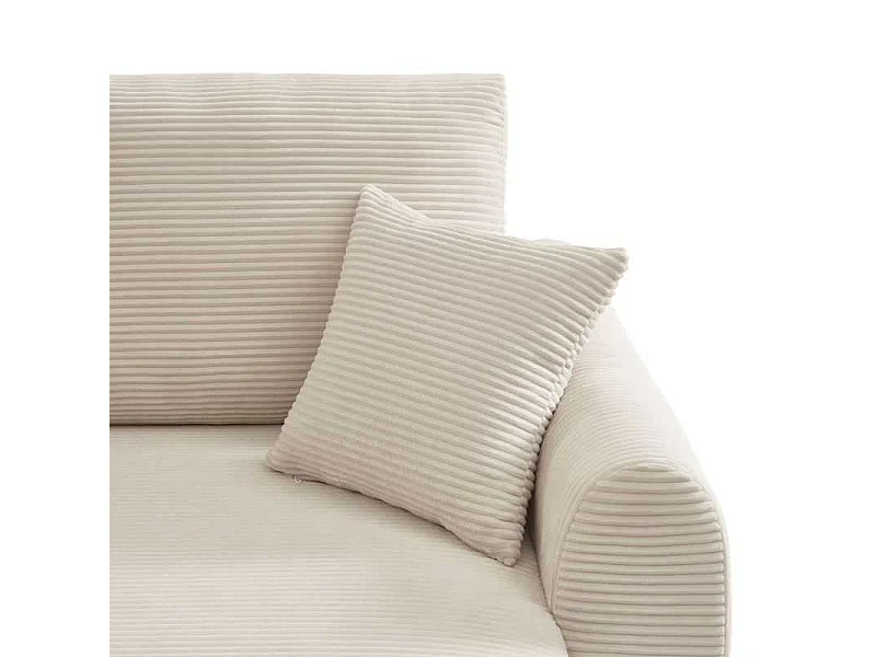 Canapé d'angle convertible réversible velours côtelé 4 places beige SELENITE