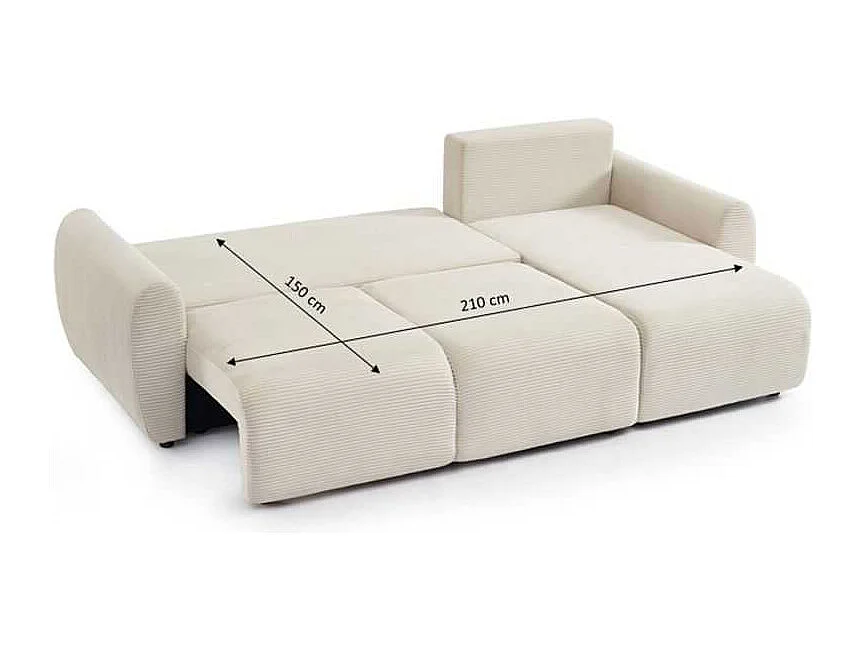 Canapé d'angle convertible réversible velours côtelé 4 places beige SELENITE