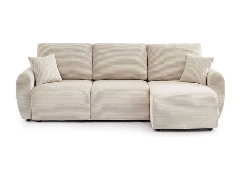 Canapé d'angle convertible réversible velours côtelé 4 places beige SELENITE