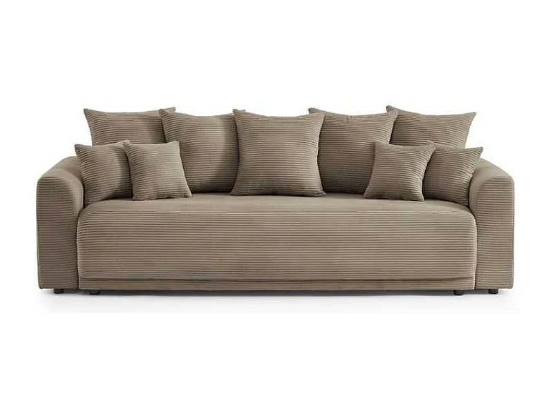 Canapé droit convertible velours côtelé 3 places grège CALCITE