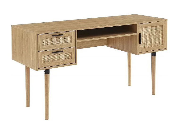 Bureau droit cannage rotin 150cm ZIRCON
