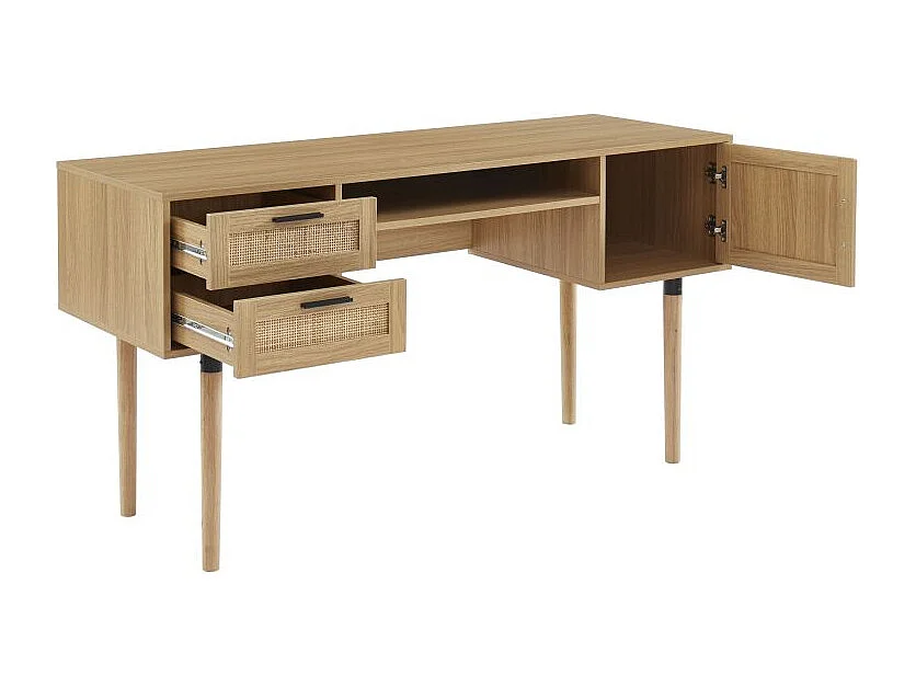 Bureau droit cannage rotin 150cm ZIRCON