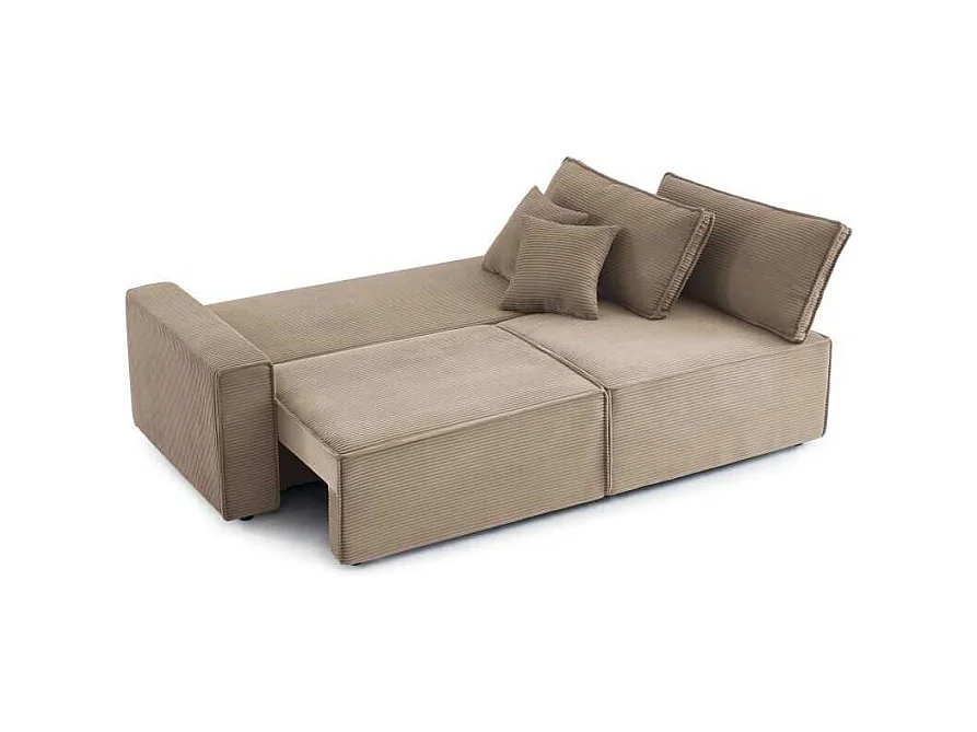 Canapé droit convertible velours côtelé 3 places grège IOLITE