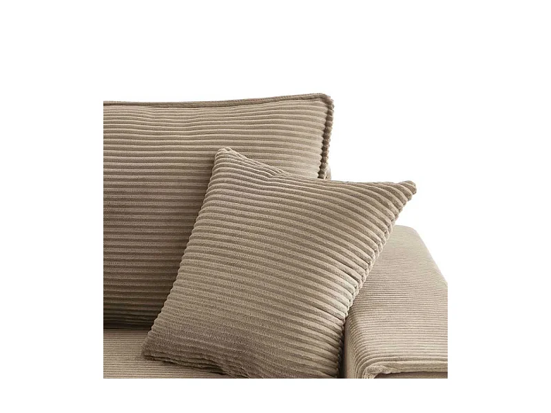 Canapé droit convertible velours côtelé 3 places grège IOLITE