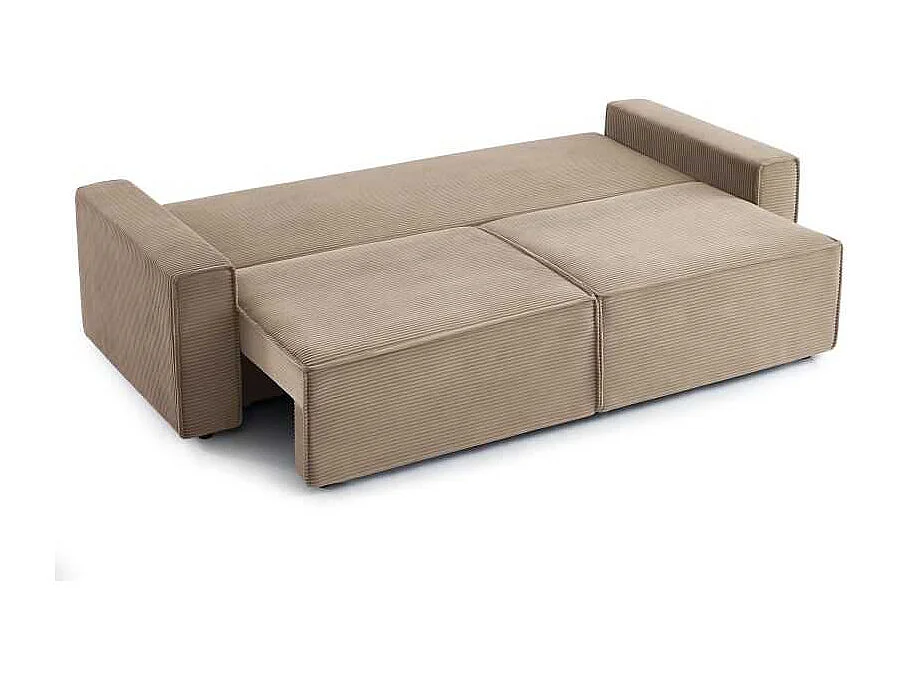 Canapé droit convertible velours côtelé 3 places grège IOLITE