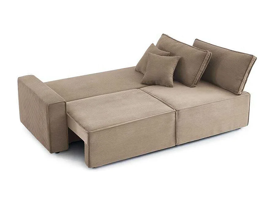 Canapé droit convertible velours côtelé 3 places grège IOLITE