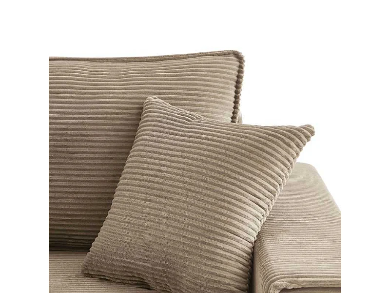 Canapé droit convertible velours côtelé 3 places grège IOLITE