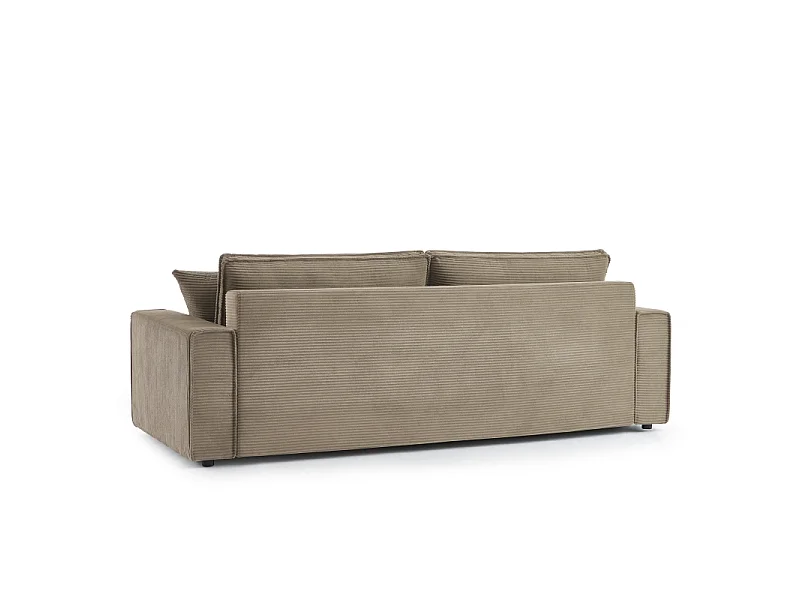 Canapé convertible 2 places en velours côtelé beige IOLITE