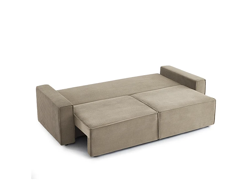 Canapé convertible 2 places en velours côtelé beige IOLITE