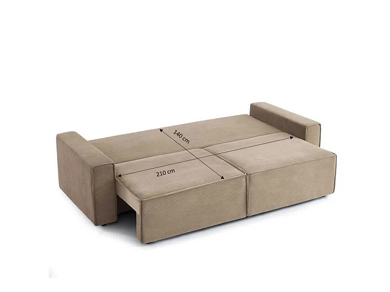 Canapé convertible 2 places en velours côtelé beige IOLITE