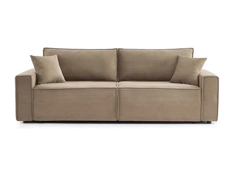 Canapé droit convertible velours côtelé 3 places grège IOLITE