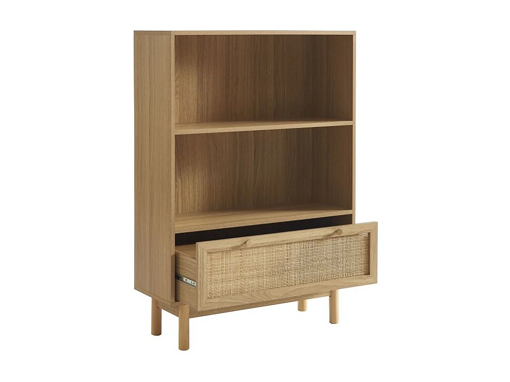 Bibliothèque effet chêne et cannage rotin 80cm ONYX