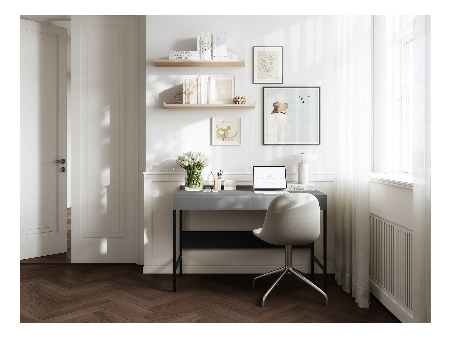 Scrivania PORTO 90/120 x 55 – Stile loft moderno con cassetto – Gambe in metallo – Rovere Artisan, Cashmere o Antracite – Design minimalista senza maniglie