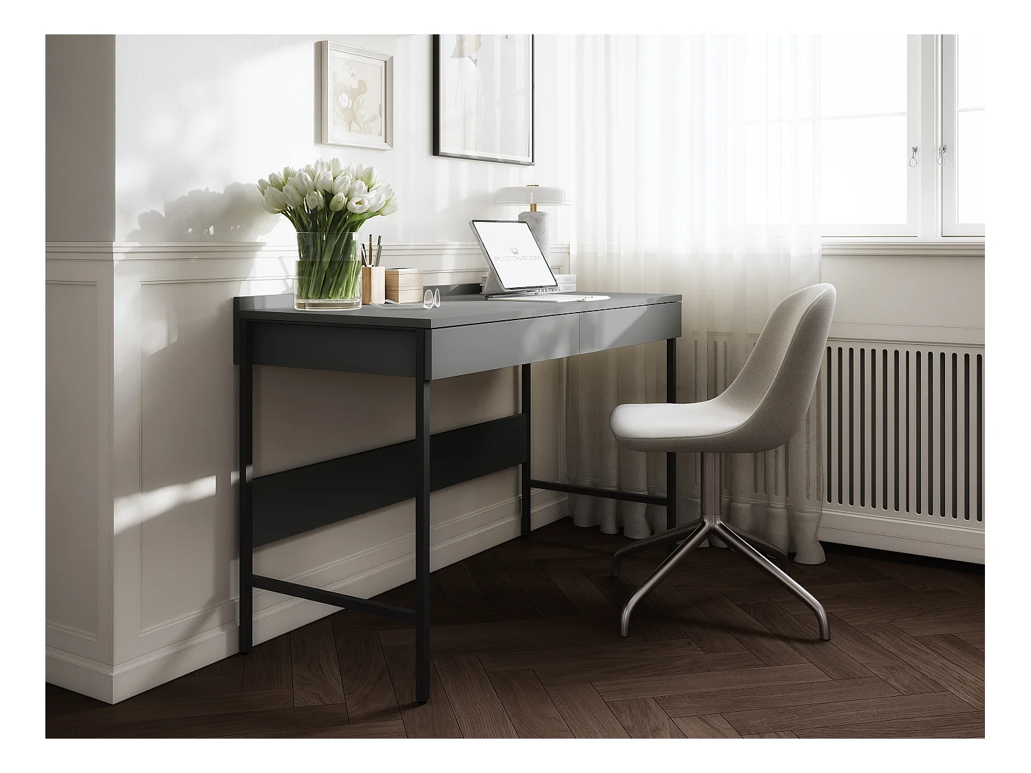 Scrivania PORTO 90/120 x 55 – Stile loft moderno con cassetto – Gambe in metallo – Rovere Artisan, Cashmere o Antracite – Design minimalista senza maniglie