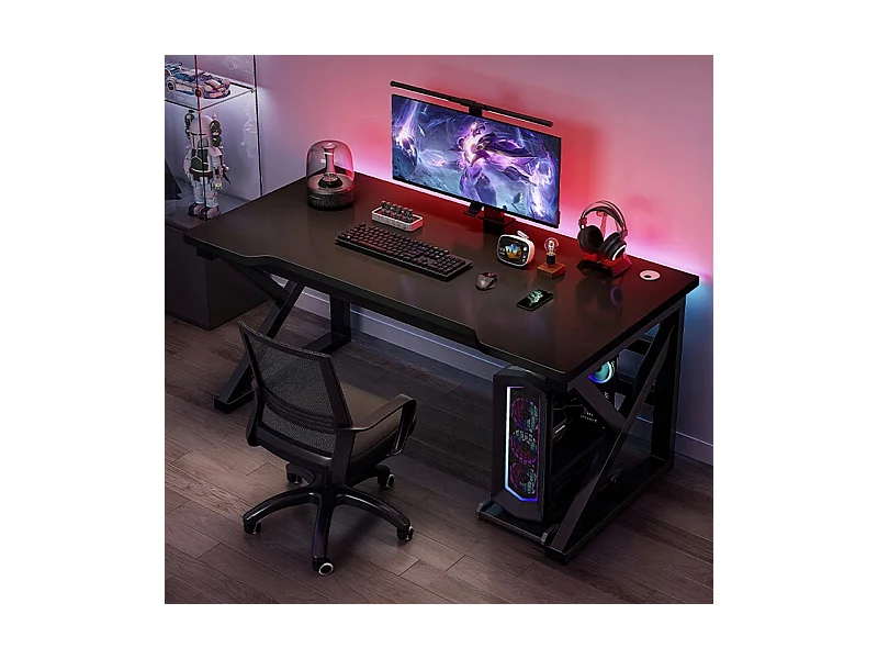 Biurko gaminowe stół gamingowy dla gracza nowoczesne komputerowe czarne
