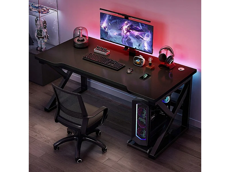 GAMING-SCHREIBTISCH GAMING-TISCH FÜR COMPUTERSPIELER SCHWARZ GROSS LOFT