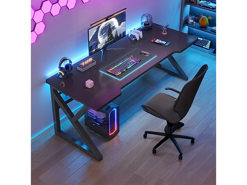 GAMING-SCHREIBTISCH GAMING-TISCH FÜR COMPUTERSPIELER SCHWARZ GROSS LOFT