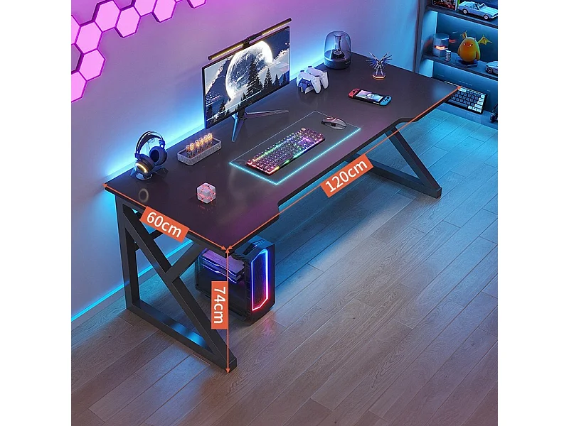 GAMING-SCHREIBTISCH GAMING-TISCH FÜR COMPUTERSPIELER SCHWARZ GROSS LOFT